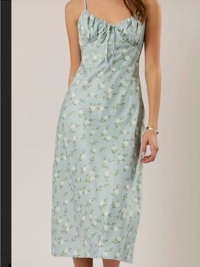 Le Lis Light Blue Floral Midi Slip Dress